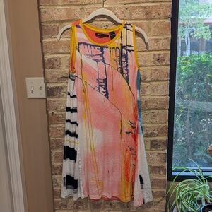 Desigual Women's Multicolor Sleeveless Tank Dress - Yellow Trim